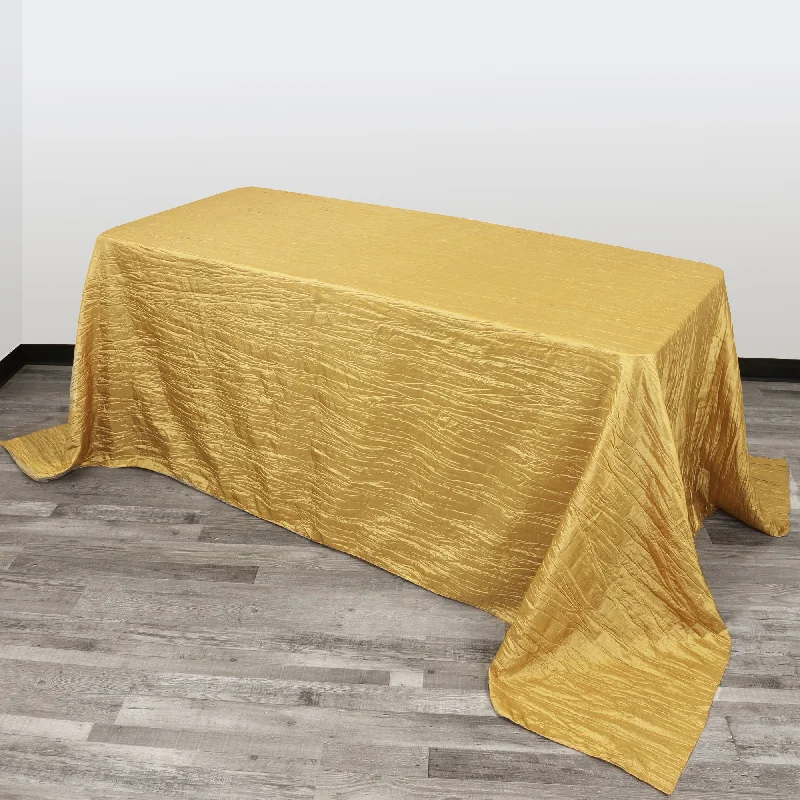 90 x 132 inch Crinkle Taffeta Rectangular Tablecloth Gold