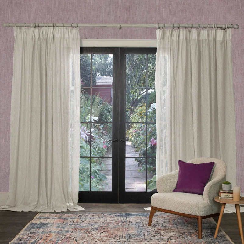 Focus Sheer Woven Pencil Pleat Curtains Frost