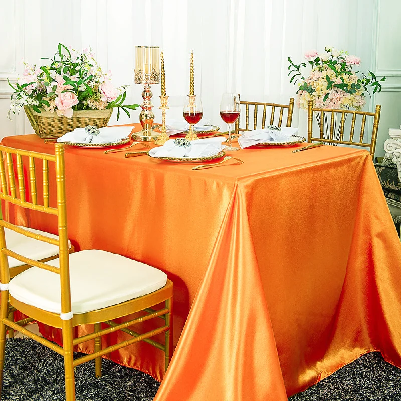 54"x108" Seamless Rectangular Satin Tablecloth/Overlay - Tangerine (1pc)