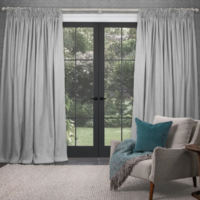 Emilio Woven Pencil Pleat Curtains Silver