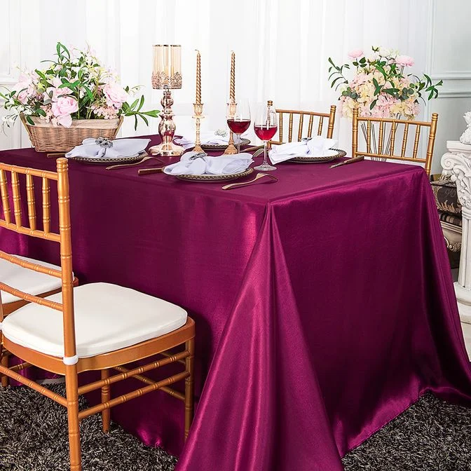 90"x132" Seamless Rectangular Satin Tablecloth - Sangria (1pc)