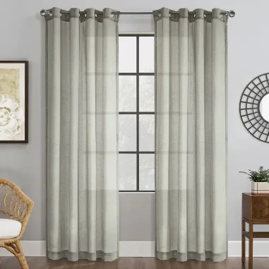 Belge Grommet Curtain Panel Grey 132 x 213cm