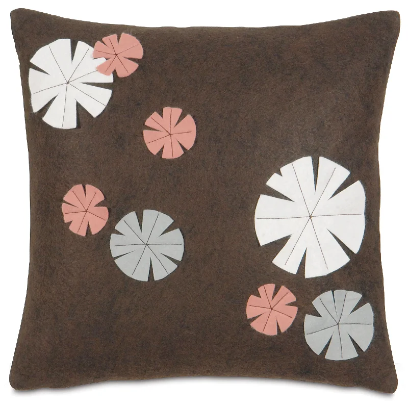 Japanese Floating Lily Pad Throw Pillow Cover 16x16