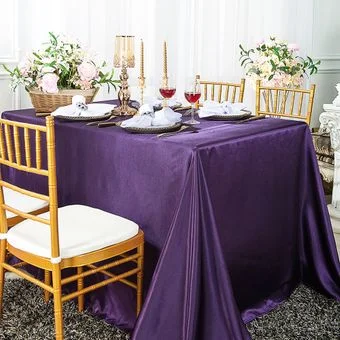 90"x132" Seamless Rectangular Satin Tablecloth - Eggplant (1pc)