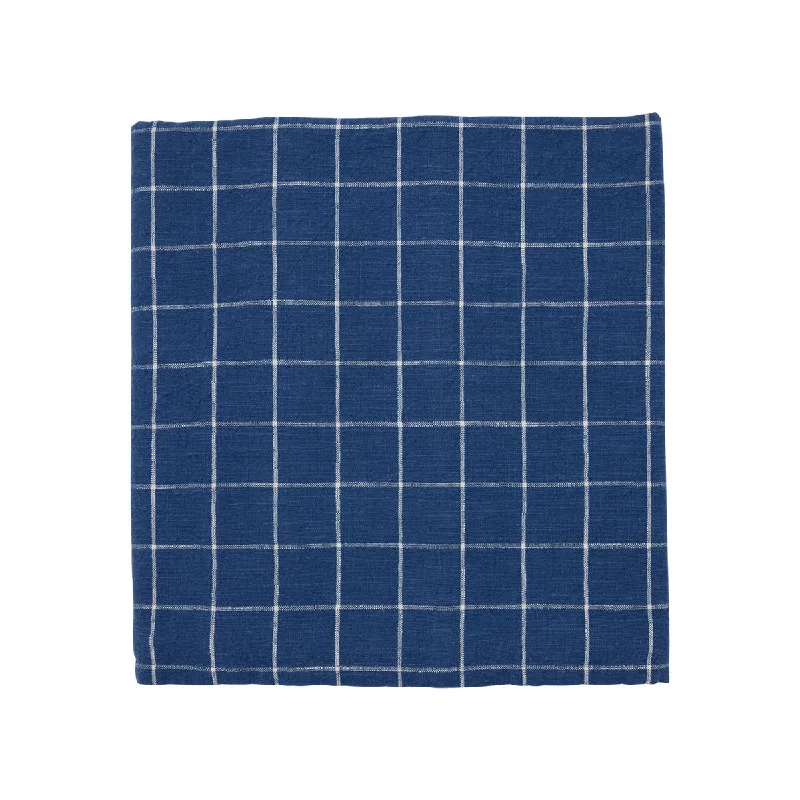 Grid Tablecloth in Dark Blue and White