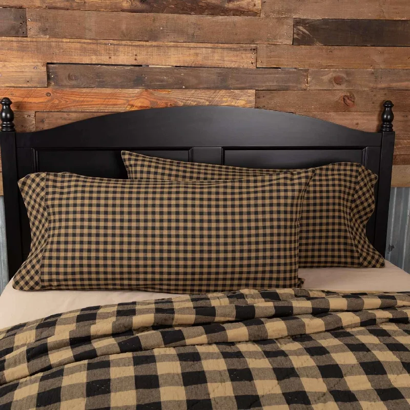 Black Check King Pillow Case Set of 2 21x40 VHC Brands