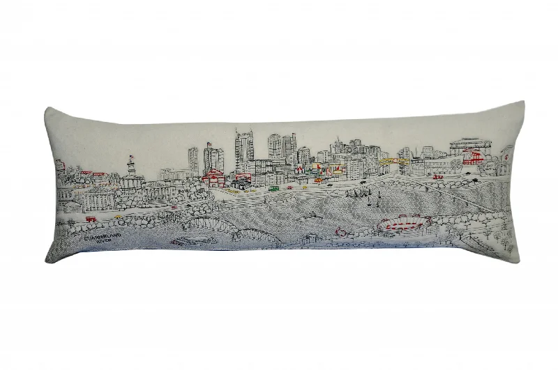 46" White Nashville Daylight Skyline Lumbar Decorative Pillow