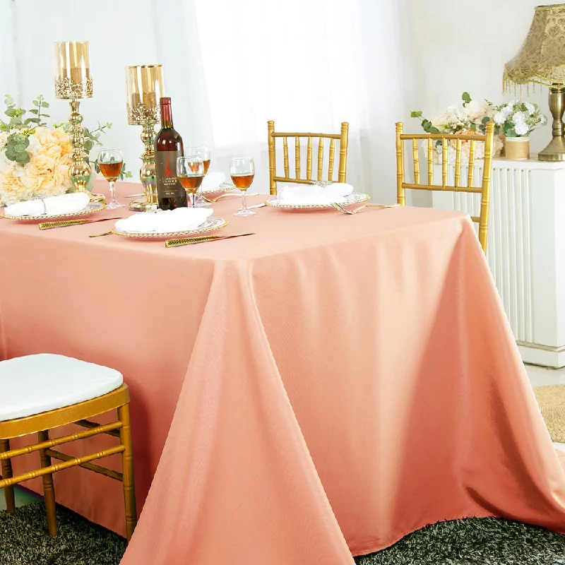 90"x132" Seamless Rectangular Polyester (220 GSM) Tablecloth - Apricot/Peach (1pc)