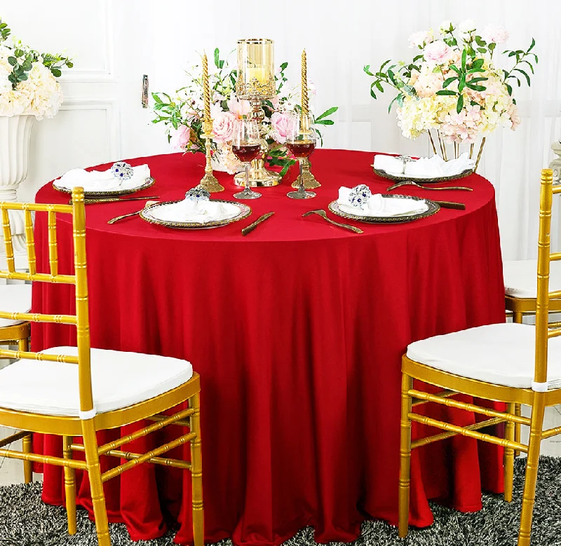 132" Round Scuba (Wrinkle-Free) (240 GSM) Tablecloth - Red (1pc)