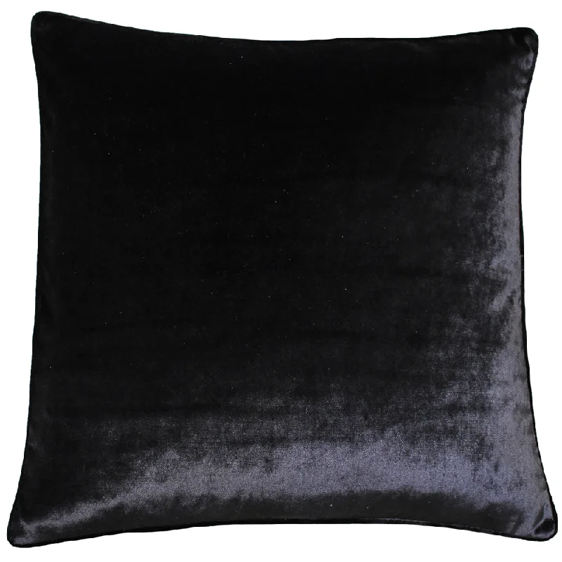 Luxe Velvet Piped Cushion Black