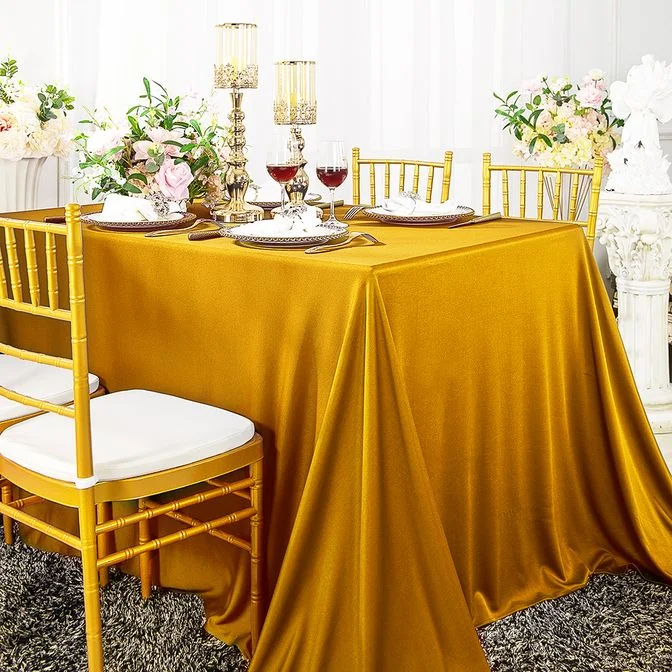 90"x156" Seamless Rectangular Scuba (Wrinkle-Free) (240 GSM) Tablecloth - Gold (1pc)