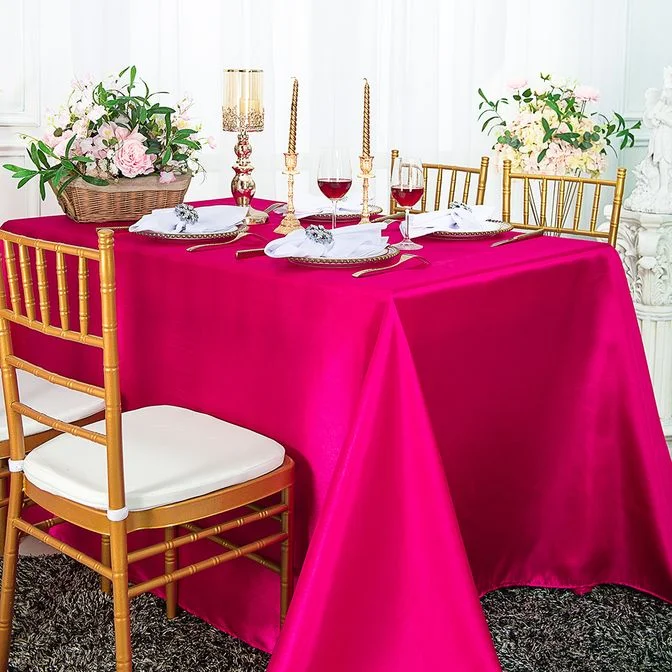 90"x156" Seamless Rectangular Satin Tablecloth - Fuchsia (1pc)