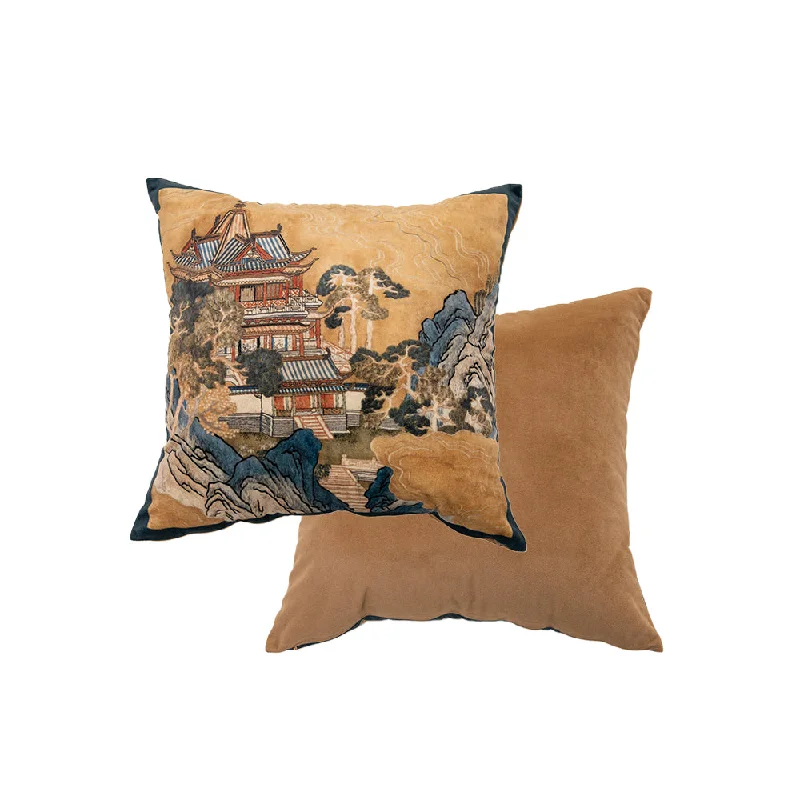 Imperial Oriental Velvet Print Throw Pillow Cover