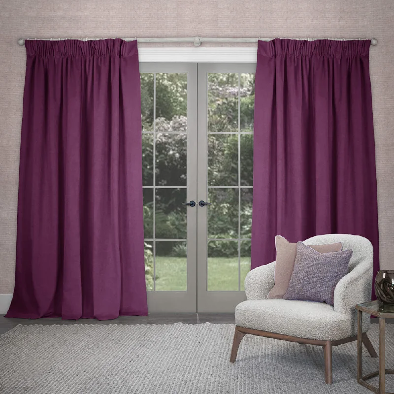 Cube Velvet Pencil Pleat Curtains Amethyst