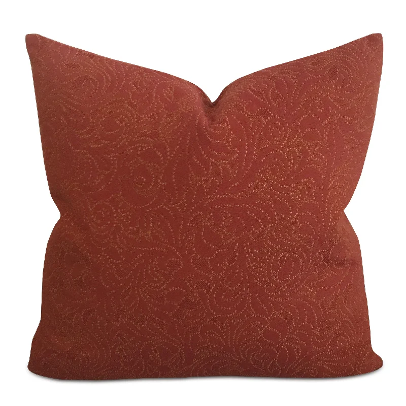 Embroidered Floral Burgundy Decorative Pillow Cover 20x20