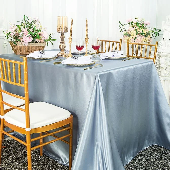 72"x120" Seamless Rectangular Satin Tablecloth - Dusty Blue (1pc)