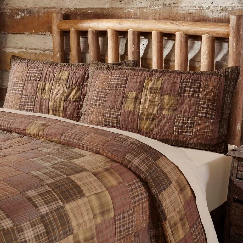 Brown Rustic Bedding VHC Prescott Sham Cotton Patchwork