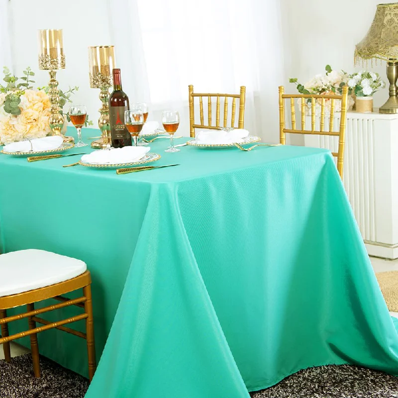 72"x120" Seamless Rectangular Polyester (220 GSM) Tablecloth - Tiff Blue/Aqua Blue (1pc)