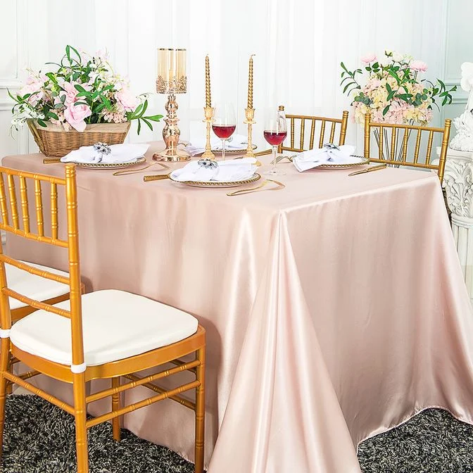 90"x156" Seamless Rectangular Satin Tablecloth - Blush Pink/Rose Gold (1pc)