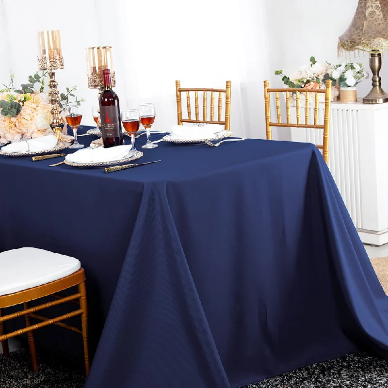 72"x120" Seamless Rectangular Polyester (220 GSM) Tablecloth - Navy Blue (1pc)