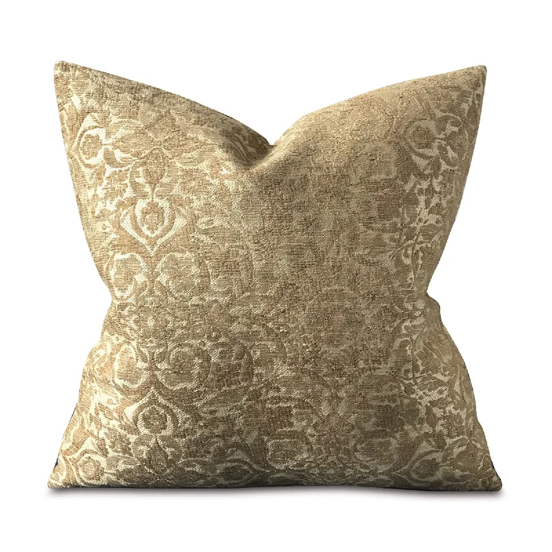 Yellow Woven Brocade Throw Pillow Cover 20x20