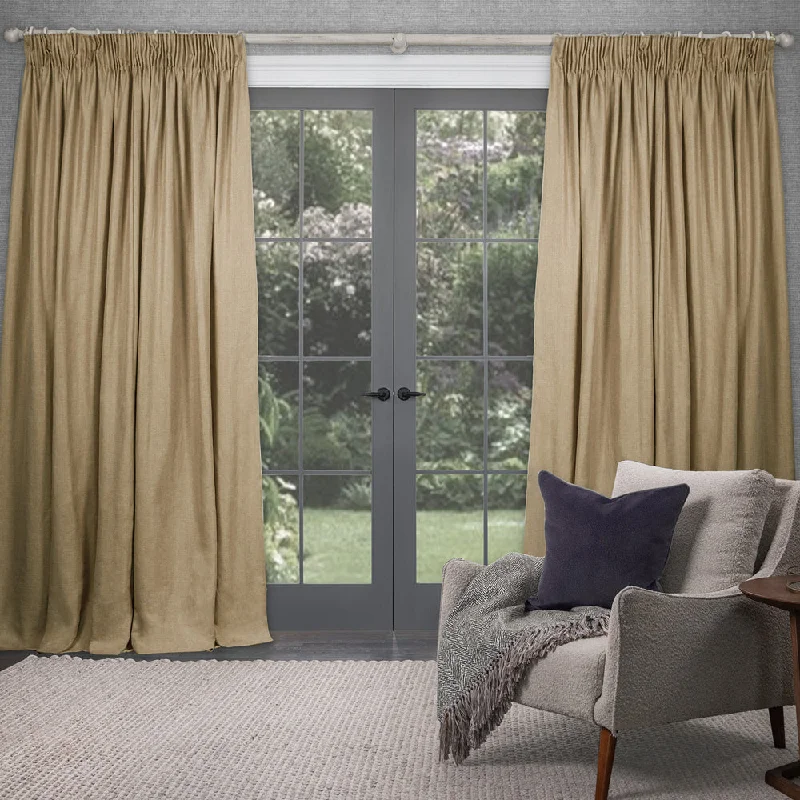 Emilio Woven Pencil Pleat Curtains Mustard