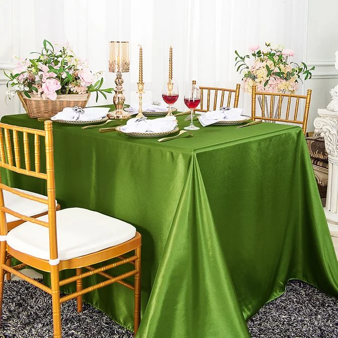 90"x132" Seamless Rectangular Satin Tablecloth - Moss Green (1pc)