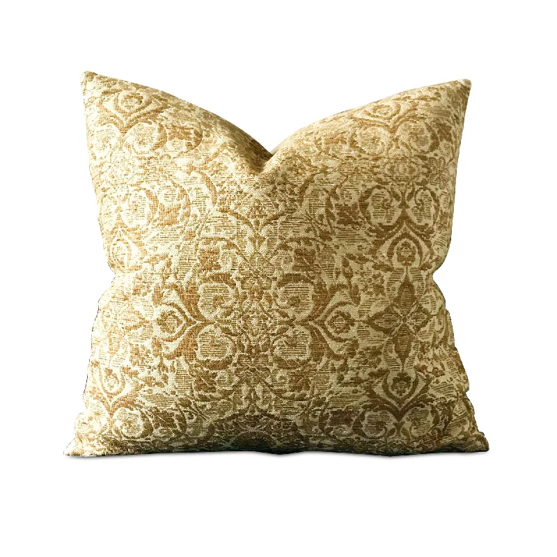 Yellow Woven Brocade Throw Pillow Cover 22x22