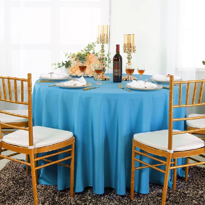 132" Seamless Round Polyester (220 GSM) Tablecloth - Turquoise (1pc)