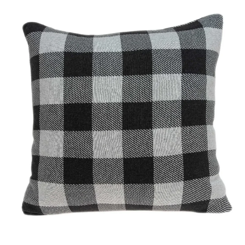 Square Buffalo Check Gray Accent Pillow