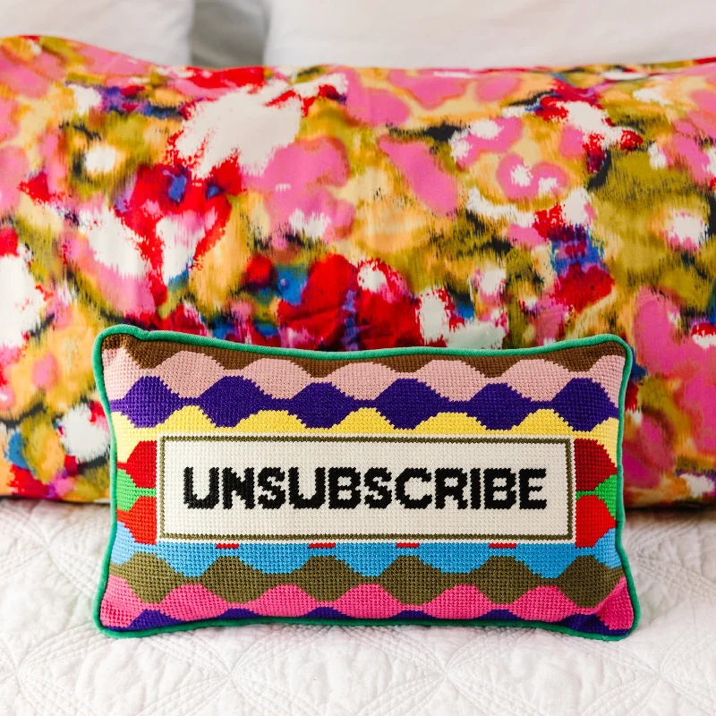 Unsubscribe Needlepoint Pillow