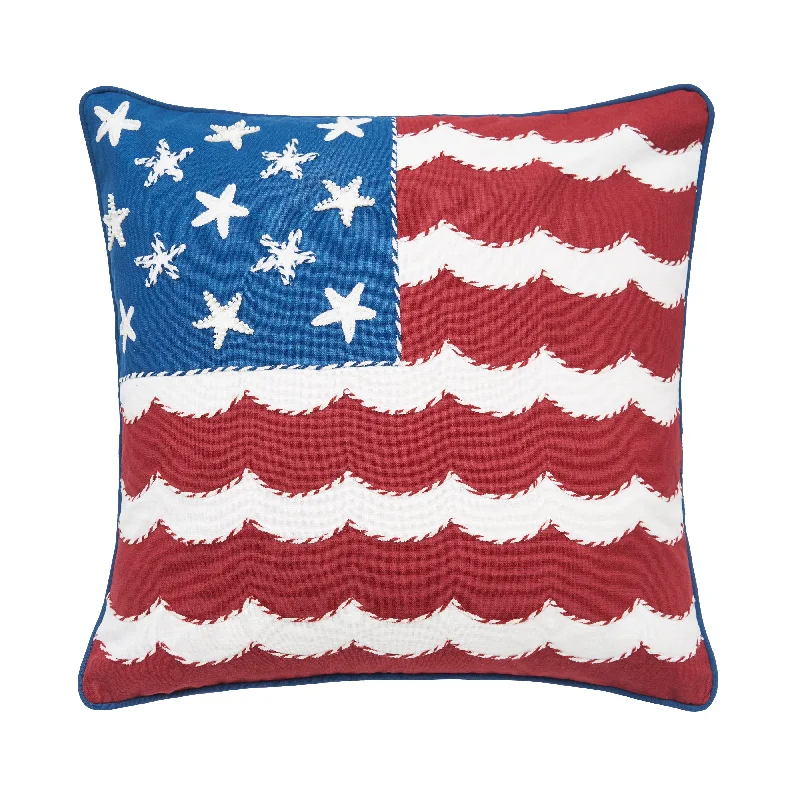 Red, White and Waves Pillow