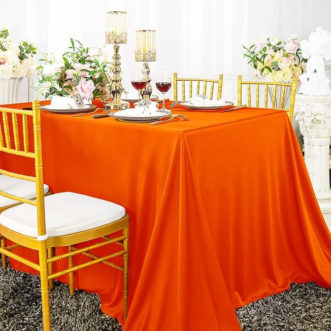 60"x120" Seamless Rectangular Scuba (Wrinkle-Free) (240 GSM) Tablecloth - Orange (1pc)