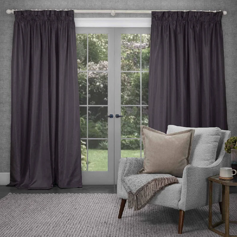 Sereno Woven Pencil Pleat Curtains Damson