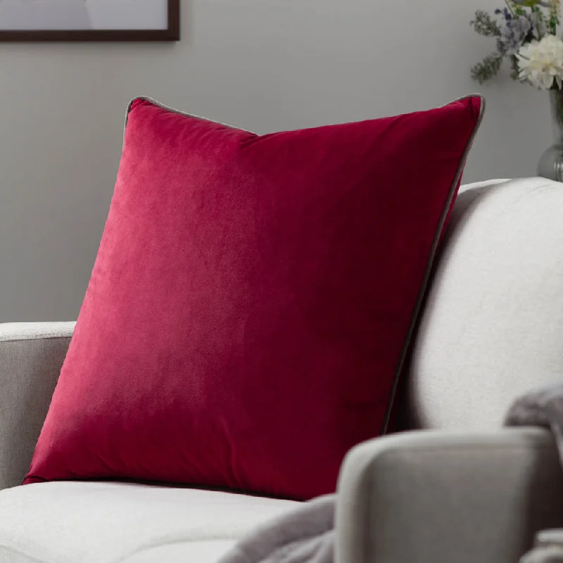 Meridian Velvet Cushion Cranberry/Mocha