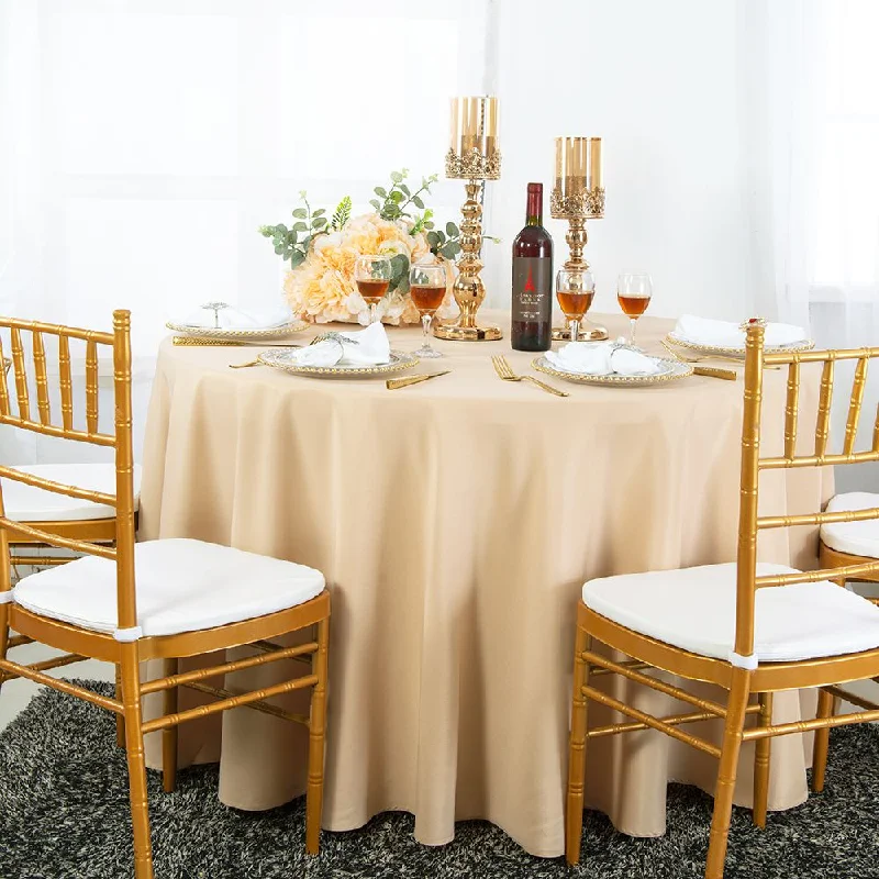 90" Seamless Round Heavy Duty Polyester (220 GSM) Tablecloth - Champagne (1pc)