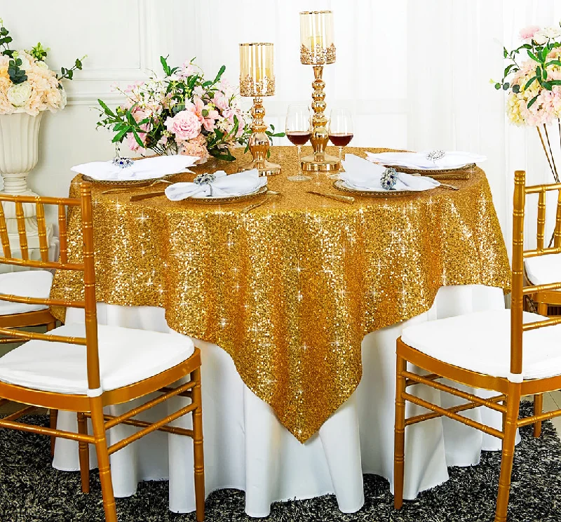 72"x72" Seamless Square Sequin Taffeta Tablecloth/Table Overlay - Gold (1pc)