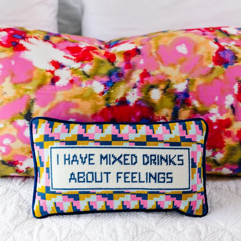 Mixed Drinks Needlepoint Pillow