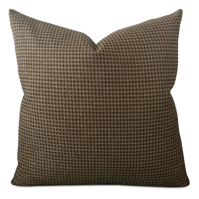 Brown Turquoise Geometric Luxury Woven Throw Pillow Cover 24x24