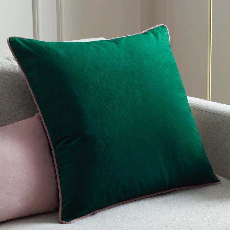 Meridian Velvet Cushion Emerald/Blush