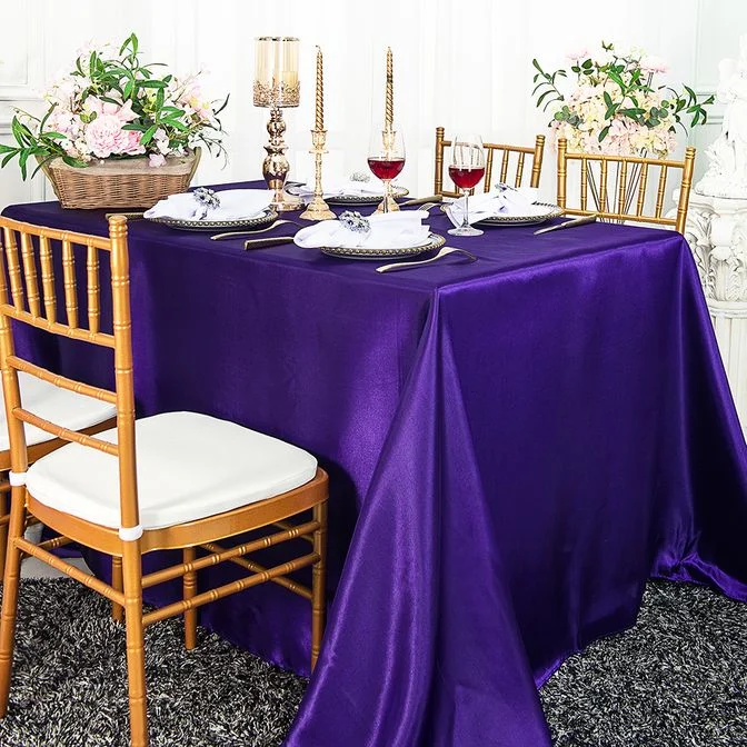 90"x156" Seamless Rectangular Satin Tablecloth - Regency Purple (1pc)