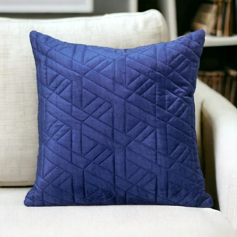 Blue Velvet Quilted Throw Pillow