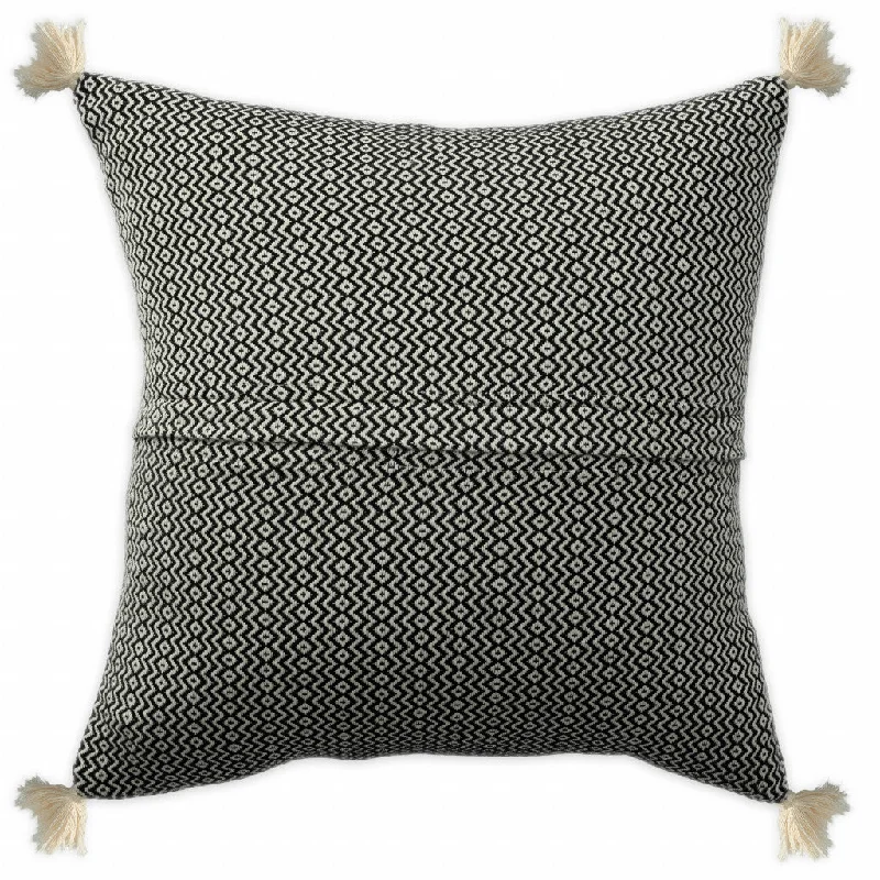 18" X 18" Black 100% Cotton Geometric Zippered Pillow