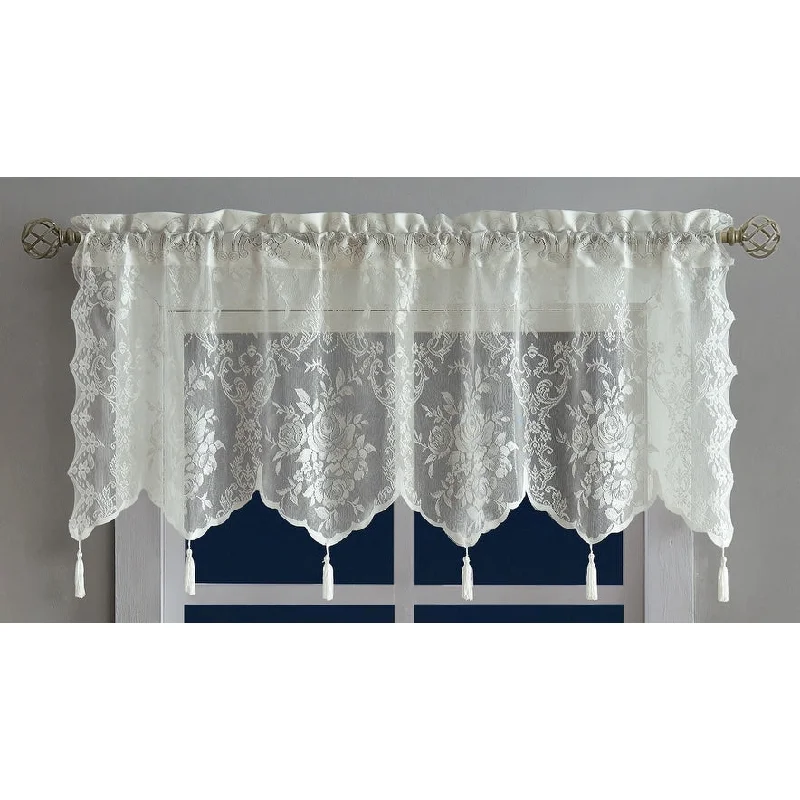 WARM HOME DESIGNS Lace Kitchen Valance with 6 Tassels - 54" x 22"