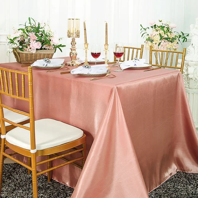 90"x132" Seamless Rectangular Satin Tablecloth - Rose Pink (1pc)