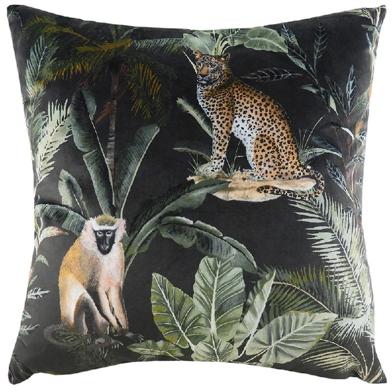 Kibale Jungle Animals Cushion Onyx