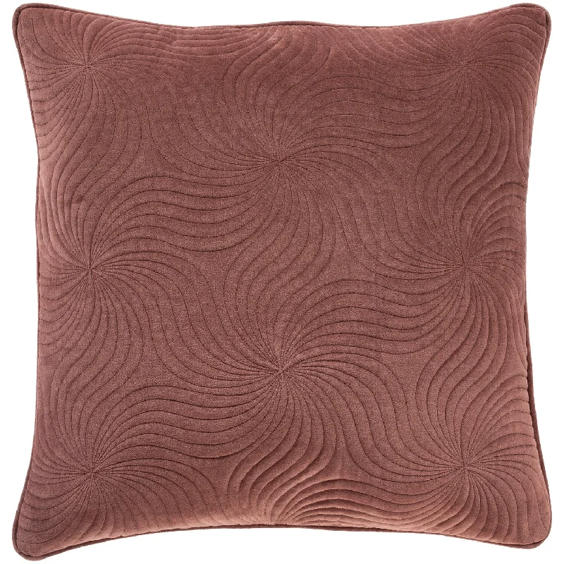 Quilted Cotton Velvet Pillow in Burgundy