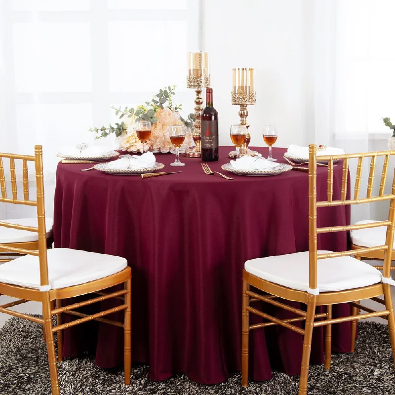 132" Seamless Round Polyester (220 GSM) Tablecloth - Burgundy (1pc)