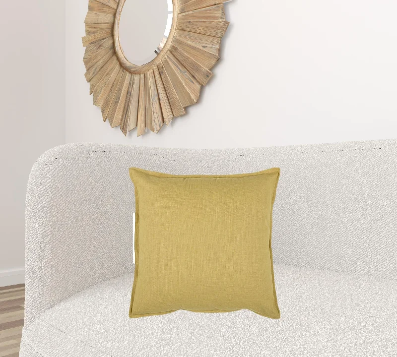 Tan Solid Color Flange Edge Throw Pillow