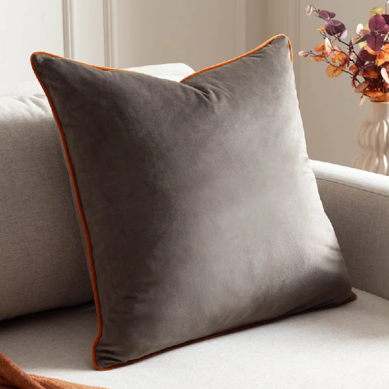 Meridian Velvet Cushion Mocha/Pumpkin